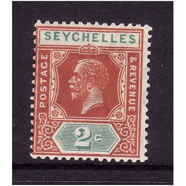 SEYCHELLES 1917 SG 82 2c CHESTNUT AND GREEN M MINT #2