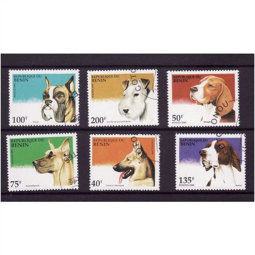 BENIN 1995 DOGS SG1305 / 1310 SET 6 VALS FINE USED#3