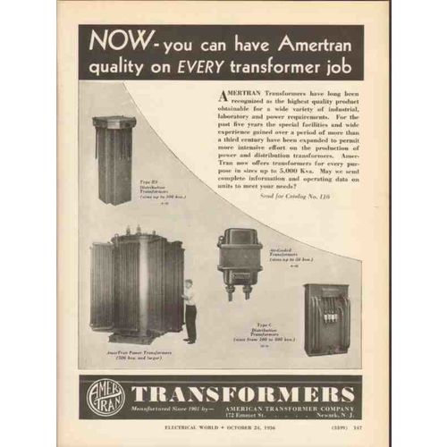 american transformer company 1936 now ameritan quality job vintage ad