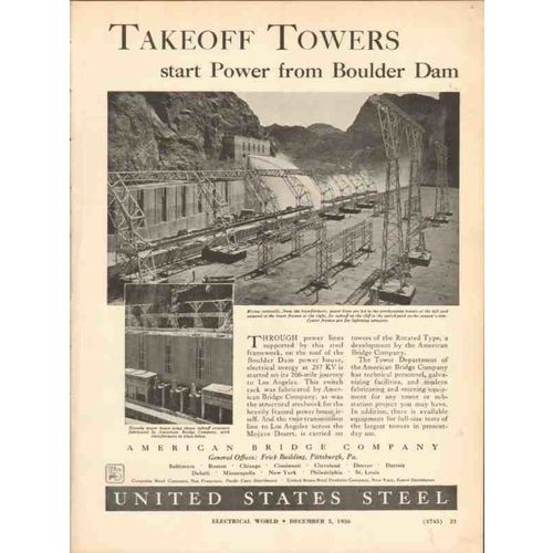 american bridge company 1936 takeoff towers boulder dam vintage ad