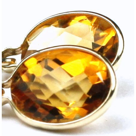 Citrine, 14KY Gold Leverback Earrings, E001
