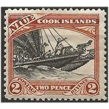 Niue 1944 SG91 2d Black & Red-Brown Mounted Mint .. ...