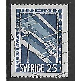 SWEDEN 1953 CENT OF TELECOMMS IN SWEDEN 25 ORE BLUE TELEPHONE SG340 FINE USED