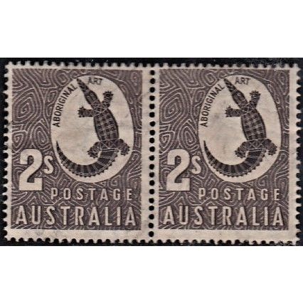 AUSTRALIA, 1948 2/- Aboriginal Art, SG 224 (Scott #212), used pair
