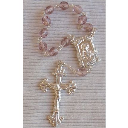 Purple glass beads mini Rosary