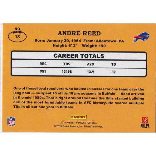 2016 Donruss Football Classics 18 Andre Reed Buffalo Bills