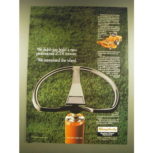1990 Simplicity ZTR Mower Ad - We didn't just build a new professional ZTR