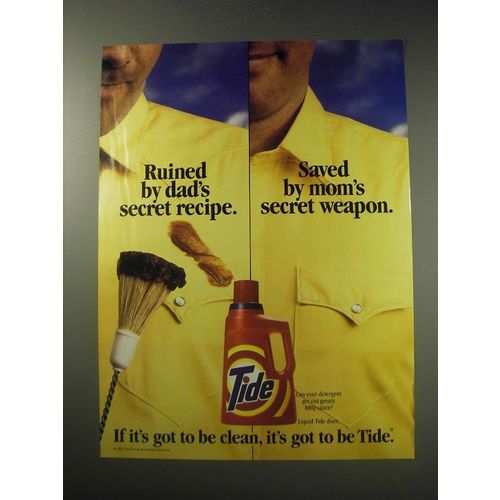 1991 Tide Detergent Ad - Ruined by dad's secret recipe. Saved by mom's secret