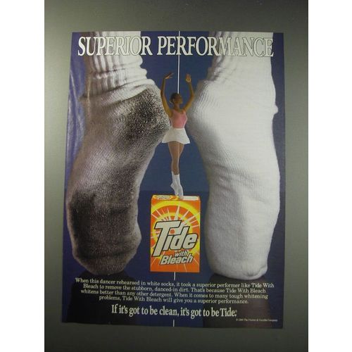 1991 Tide with Bleach Detergent Ad - Superior performance