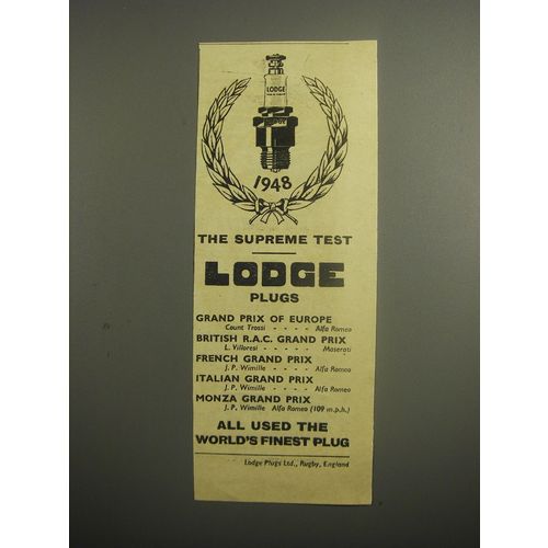 1948 Lodge Plugs Ad - The supreme test