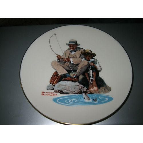 Danbury Mint Norman Rockwell "Catching the Big One" Gorham Collector Plate