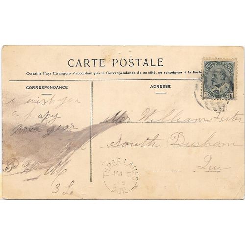 Three Lakes, Quebec split ring cancel, 1906,
