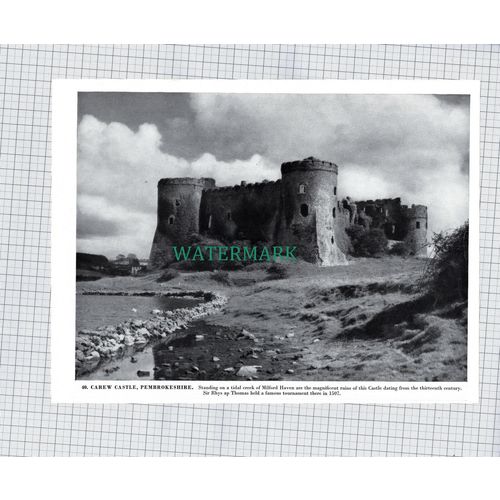 X1968) Carew Castle Pembrokeshire - 1960s Print / Cutting