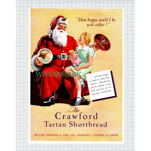 (X342) Crawford Tartan Shortbread Post War Christmas Advert - 1950 Clip