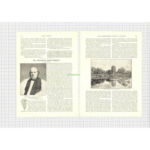 8854) SHREWSBURY Churc h Congress Rev Samuel Thornton - 1896 Article