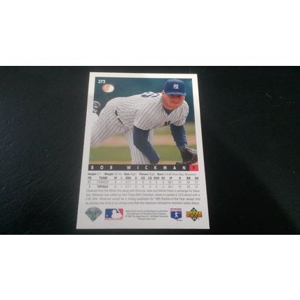 1993 Upper Deck Card # 372 Bob Wickman Excellent-Mint (6) New York Yankees