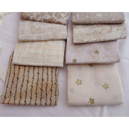 8 Benartex Fabric Material 9x21 Inch Pieces Beige Prints