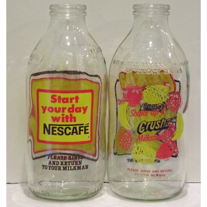Vintage advertising Milk Bottles 1980's x 4 M5A