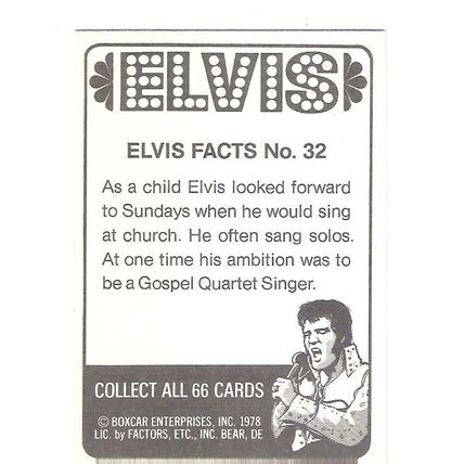 1978 Boxcar vintage Elvis Presley trading card #32