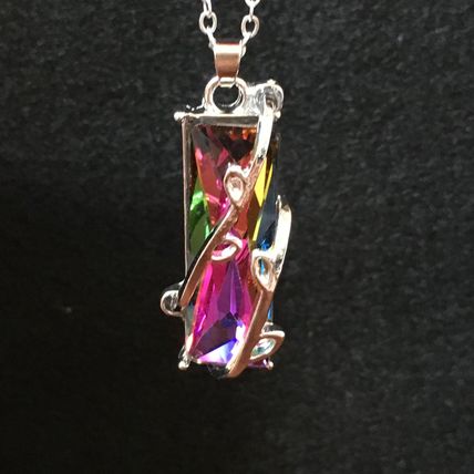 Natural Fire Rainbow Topaz Necklace #395 USA Seller