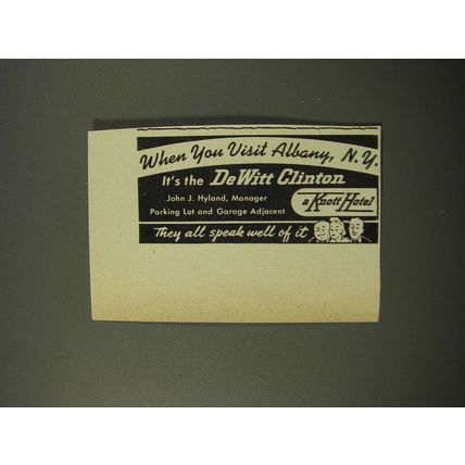 1954 DeWitt Clinton Hotel Ad - When you visit Albany, N.Y.