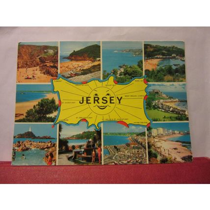 multiview, JERSEY used postcard 1974 postmark =