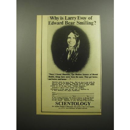 1974 Scientology Advertisement - Why is Larry Evoy of Edward Bear Smiling?