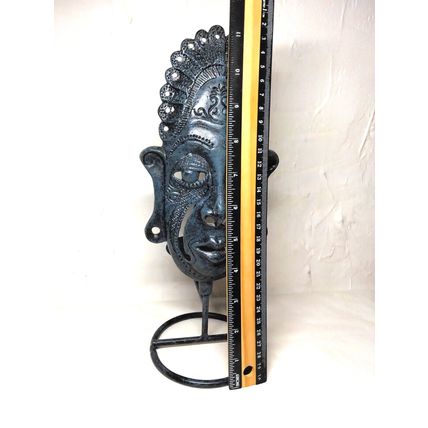 Tribal Candle Holder Metal Exotic Mask - Metal Art - African Mask - Fast Ship!