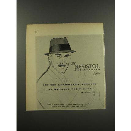 1956 Resistol One-Hundred Hat Ad - For the incomparable pleasure of wearing