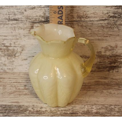 VTG Fenton Glass Small Pitcher Creamer MCM Art Glass Yellow16 oz Gift Decor
