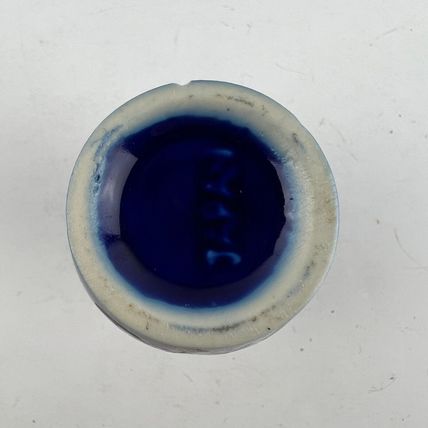 Vintage Japanese Cobalt Blue Gold Porcelain Miniature Floral Bud Vase Rickshaw