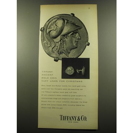 1959 Tiffany & Co. Jewelry Ad - Tiffany ancient gold coin cuff links