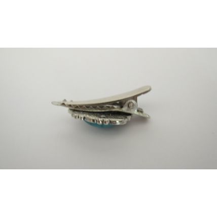 2 extra small metal turquoise blue stone alligator hair clip fine thin hair