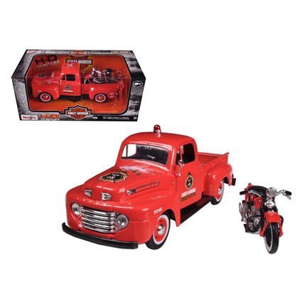 1948 Ford F-1 Pickup Truck "Harley Davidson" Fire Truck and 1936 El Knucklehe...