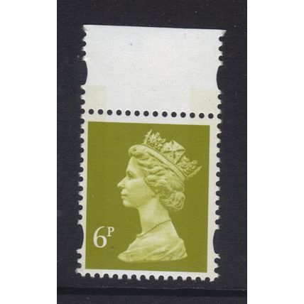 Y1766 UG22 6p Yellow-Olive LITHO QUESTA ~ Unmounted Mint GB Machin.