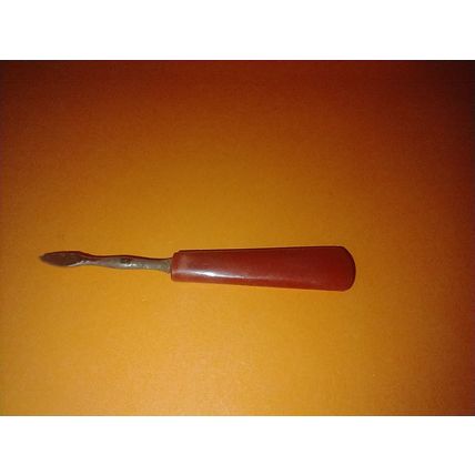 Antique Manicure Ivory & RED Tone Bakelite Handle Tools Knife, ROACH CLIP
