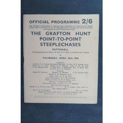 1956 GRAFTON HUNT POINT TO POINT RACECARD @ PATTISHALL