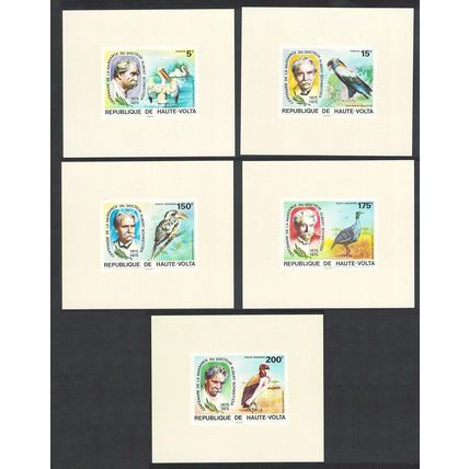 Upper Volta Stork Kingfisher Birds Dr Albert Schweitzer 5 De-Luxes 1975 MNH