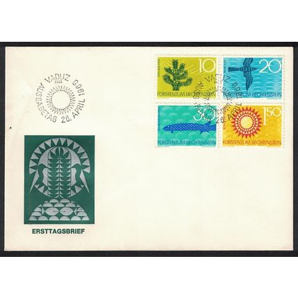 Liechtenstein Birds Fish Trees Nature Protection 4v FDC 1966 SG#453-456