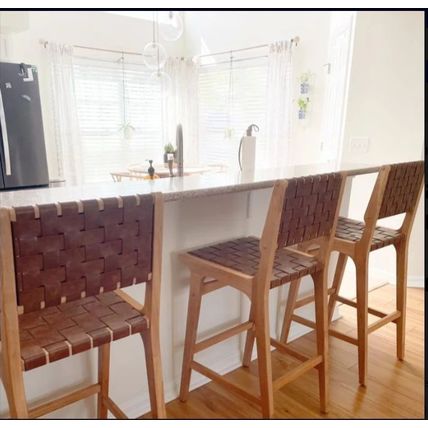 Ceylon 29" Barstool -(Brown/Natural Wood)-Woven - Threshold™: Rubberwood Frame