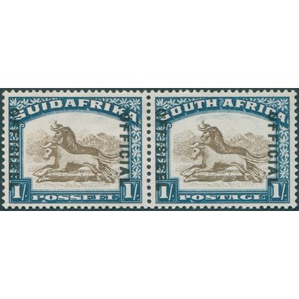 South Africa 1936 1s brown & deep blue Official SGO17bw unused pair