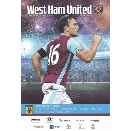 WEST HAM UNITED v NK DOMZALE EUROPA LEAGUE 3RD QUALIFYING ROUND 2ND LEG 2016/17