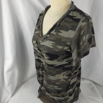 The Sweatshirt Project Womens V-Neck Camo Black/Green T-Shirt Sz Small