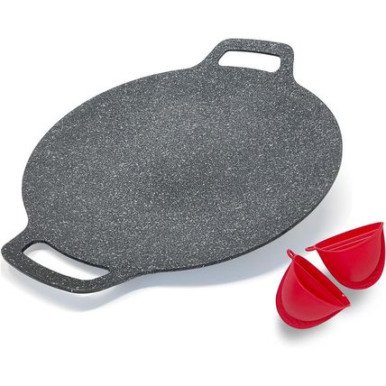 Korean Style BBQ Grill Pan for Stove Top, Camping and IH, 13" round Griddle with