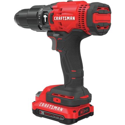 CRAFTSMAN V20 Cordless Hammer Drill Kit, 1/2 Inch, 2 Batteries and Charger Inclu