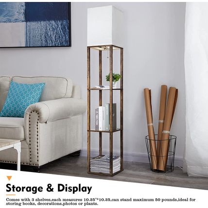 RUNTOP Floor Lamp with Shelves, Modern Shelf Lamp for Display Storage, 3 Color T
