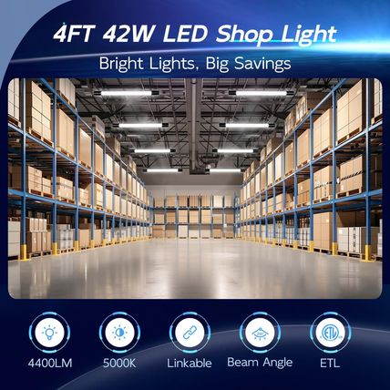 Hykolity 10 Pack 4FT Linkable LED Shop Light, Utility Shop Light Fixture, 4400Lm