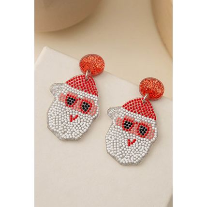 White Santa Claus Acrylic Earrings
