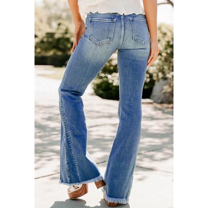 Ashleigh Blue Cut out Side Frayed Hemline Flare Jeans