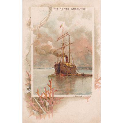 ED230 GREENWICH - THE ROADS. BY C.E. HERN. ART POSTCARD